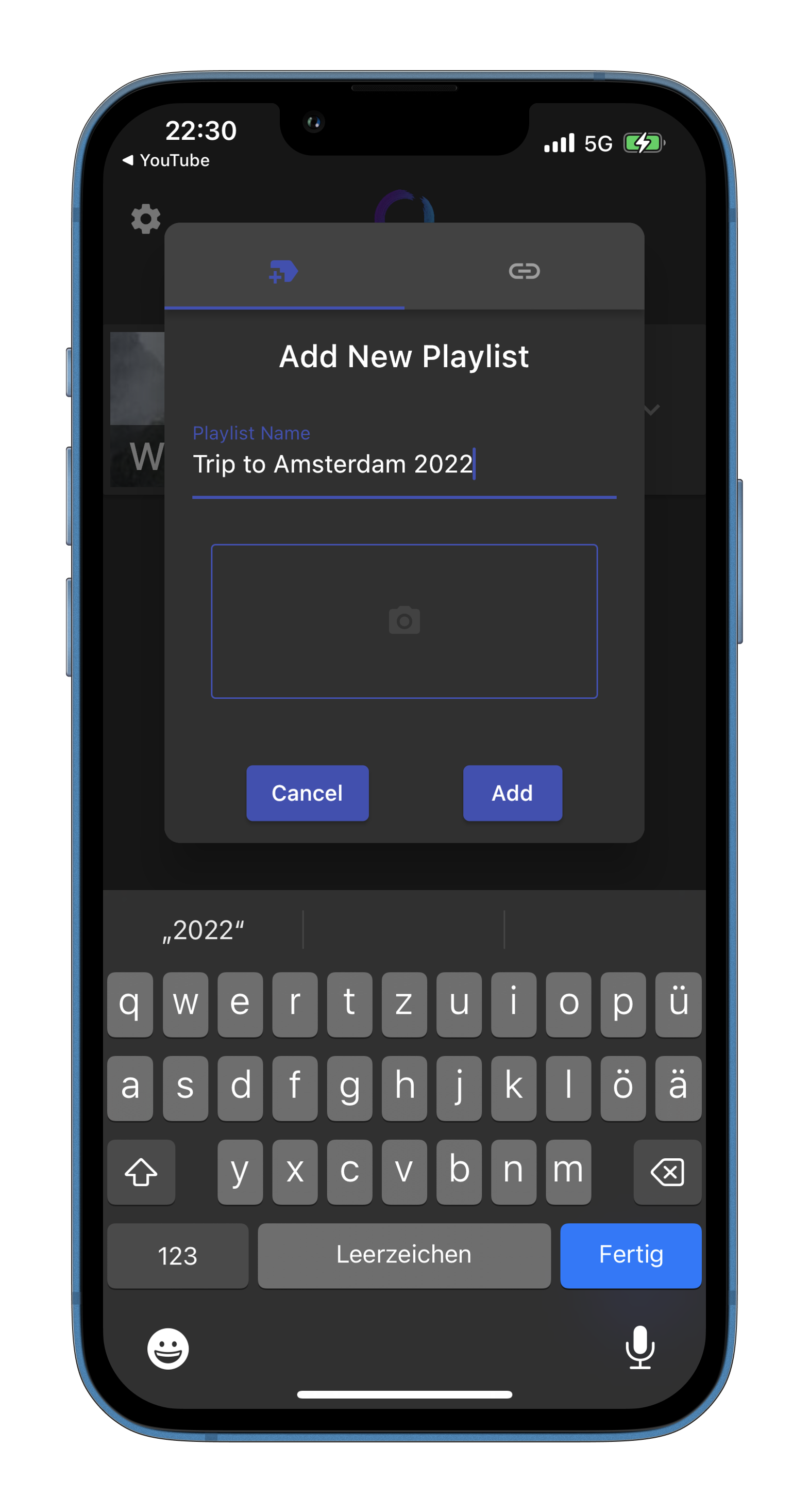 Screenshot of playlist Creation in ShareOne